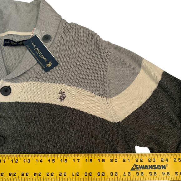 U.S. Polo Assn. Men's Size L Button Front knit Long Sleeve Cardigan Sweater New - Picture 3 of 15
